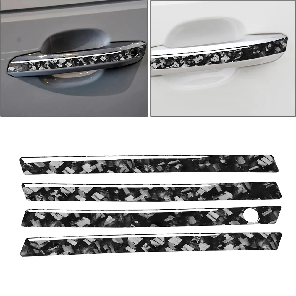 4Pcs LHD Car Exterior Door Handle Pull Panel Cover Trim Sticker For Audi A4 B9 S4 RS4 A5 ABS Plastic Forged Pattern