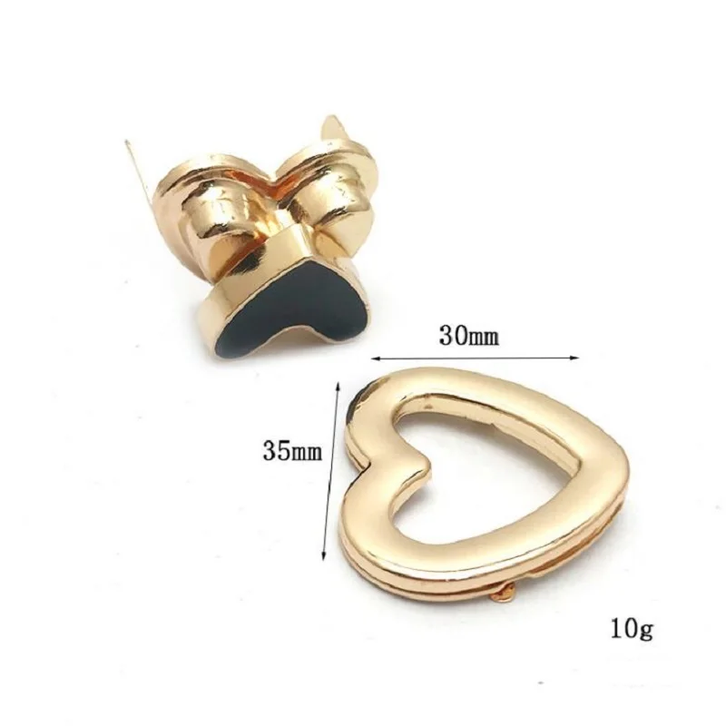 10pcs/50pcs new luggage and handbag hardware accessories Women's bag front decoration heart-shaped glued iron sheet twist lock