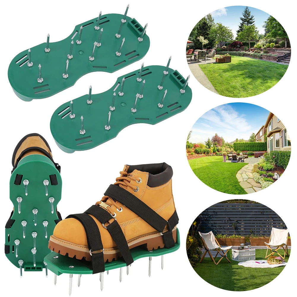 1 Pair Lawn Aerator Spikes Shoe Grass Cultivator Shoe Spikes Nail Aerators Yard Garden Tool Soil Scarifier Shoe Nail Cultivator