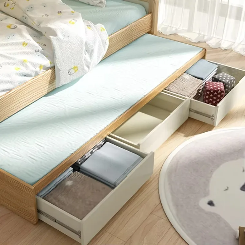 Modern Luxury Solid Wood Queen Size Bunk Bed Storage for Kids Tomyniki Brand Walnut Finish Customizable for Bedroom School