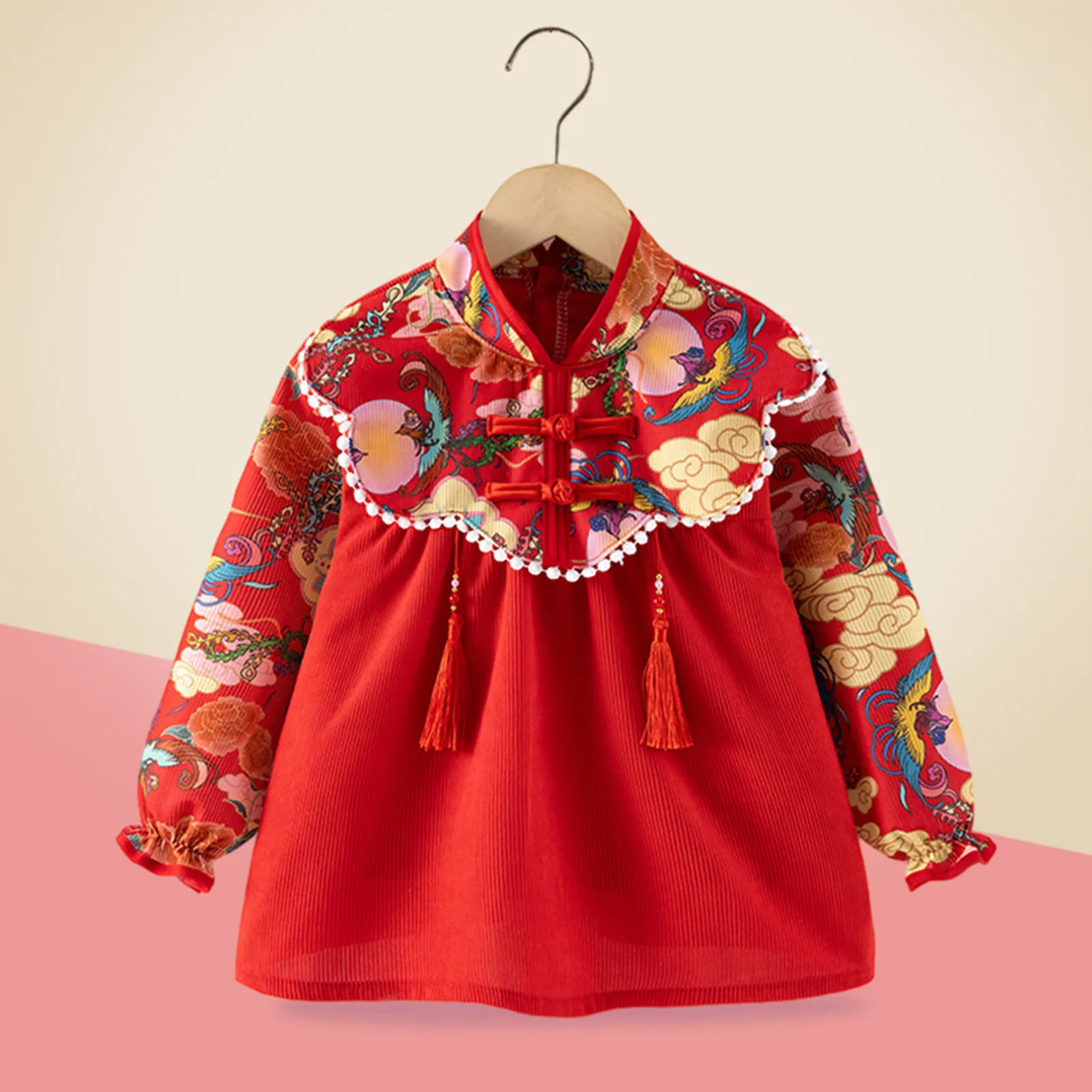 Casual Dresses Hotsale Kids Chinese New Year Dress Lace Dress