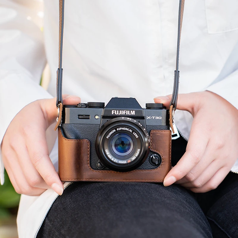 HOBBY-ACE  レザーのカバー付き　カメラ Jofilm-ハーフカメラ用ビデオバッグ,レザーカバー,バッテリー開口部
