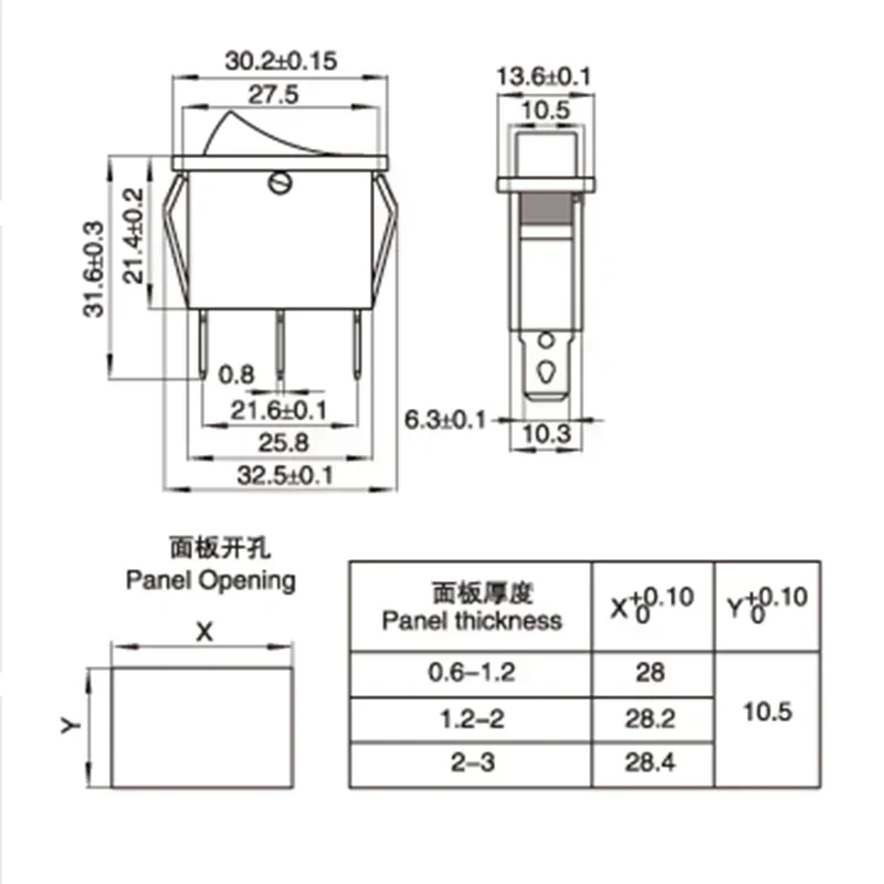 KCD3  Rocker Switch 15A /20A 125V/250V ON-OFF-ON 3 Position 3 Pin Electrical equipment Power switch black