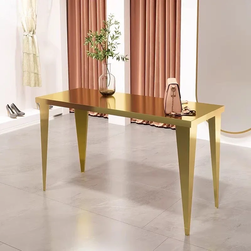 Clothing store Nakajima table Stainless steel titanium men's and women's clothing store Shoes and bags ornaments Display rack Wa