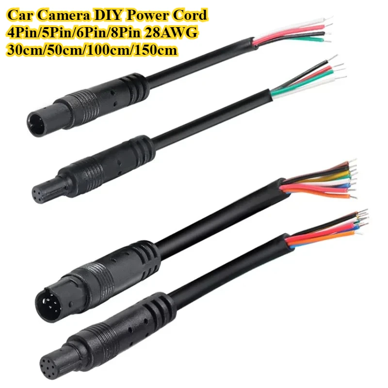 5Pcs/lot 4Pin 5Pin 6Pin 8Pin Car Rear View Camera Single Male Female Connector Extend Cord Cable for Car Recorder Rear Tail Wire