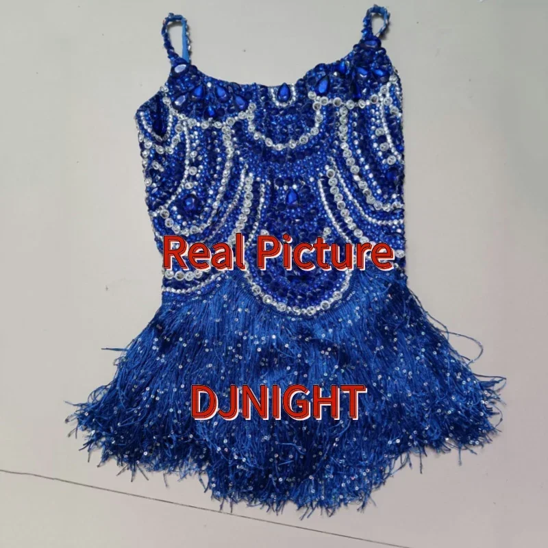 Красочные стразы с бахромой боди для бара, ночного клуба Dj Ds Rave наряд, женский танцевальный костюм певицы Gogo, одежда для сценического танца на пилоне