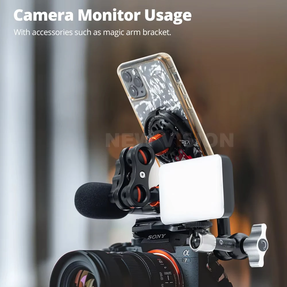 AMBITFUL C5 Vlogger Magsafe Holder Magnetic Phone Base 1/4'Screw Hole for Mounting on Heads Aluminium Alloy Magic Arm Bracketand