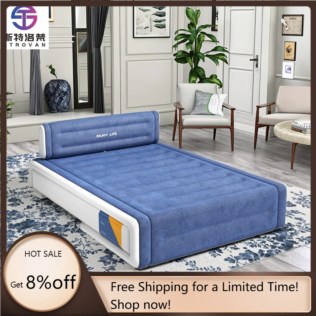 

STLF WJW Modern Portable Full-Size Inflatable Air Mattress Built-in Pump Convertible Blow-Up PVC Airbed for Home Outdoor Park/Ca