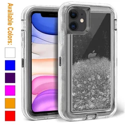 Defender Liquid Glitter Shockproof Protective Case Coer For iPhone 15 Pro Max 12 13 Mini 14 Plus 11 Pro SE3 7 8 Heavy Duty Cases