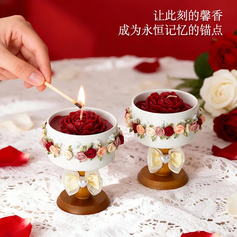 Eternal Rose Scented Candle Gift Box, Engagement Wedding Favor for Bestie, Romantic Ceremony Present