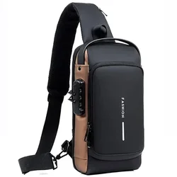 Travel Sling Chest Bags Pack Messenger Pack for Male Men's Multifunction Anti-theft USB Shoulder Bag Man Crossbody Cross Body