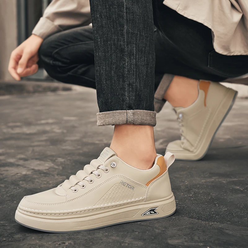 

Men Sneakers New Men's Shoes Lightweight Leather Cover Platform Anti Slip Wear Resistant Casual Fashion Versatile Board Shoes