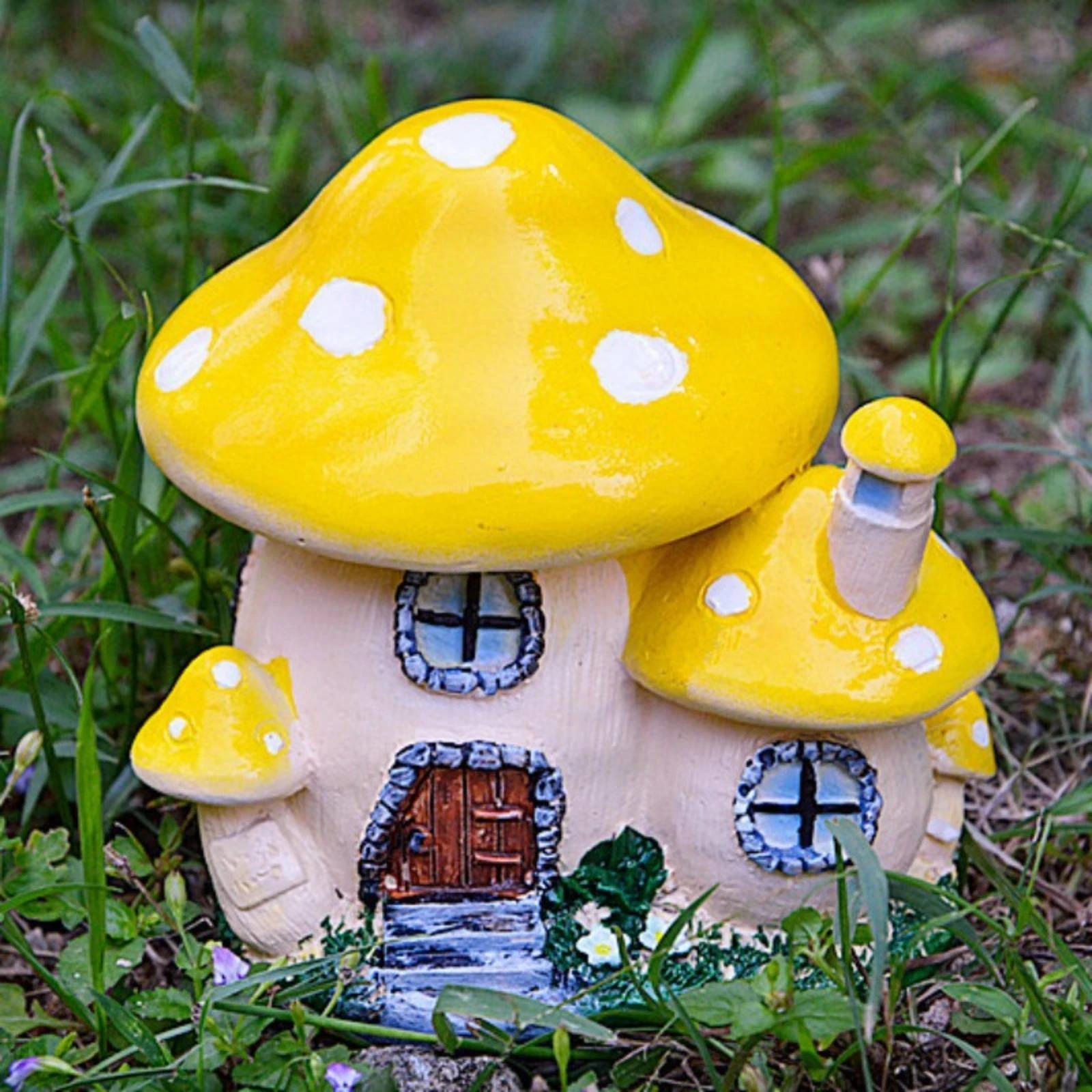 Fungus Cottage House Resin Fungus House Cottage with Chimney Hand-Painted Miniature Micro for Hobbyists, Terrarium, Bonsai