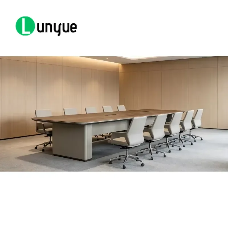 Modern Luxury Wooden Conference Table with Power Socket for Office Meeting Room Business Negotiation Durable Large Size
