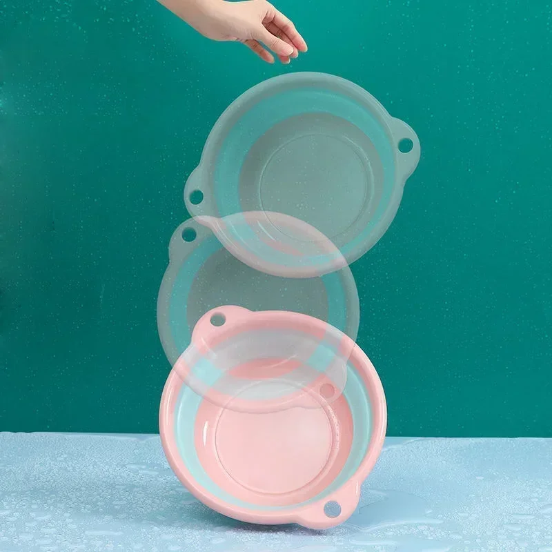 1 PCS Silicone Foldable Wash Basin Travel Portable Basin Collapsible Bucket For Home Bathroom Washbowl Hanging Bath Basins