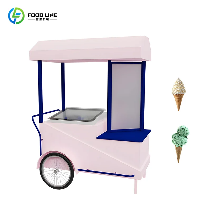 

Customized Portable Ice Cream Push Cart Professional Mobile Vending Station for Outdoor Commercial Street Food Supply