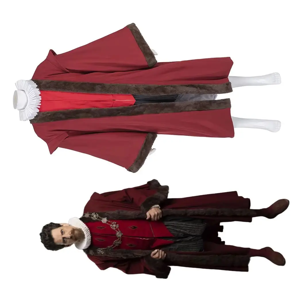 

Headless Humphrey Cosplay Ghost Costume Tudor Elizabethan Nobleman Red Robe Suit Halloween Party King Disguise Uniform
