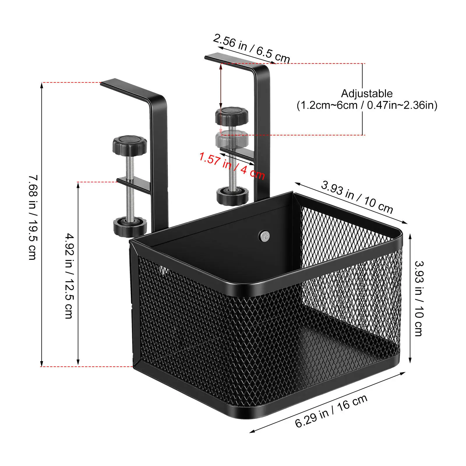 Clamp on Desk Organizer Basket No Drilling Under Desk Storage Solution Cable Management Office Classroom Home Cable Tray