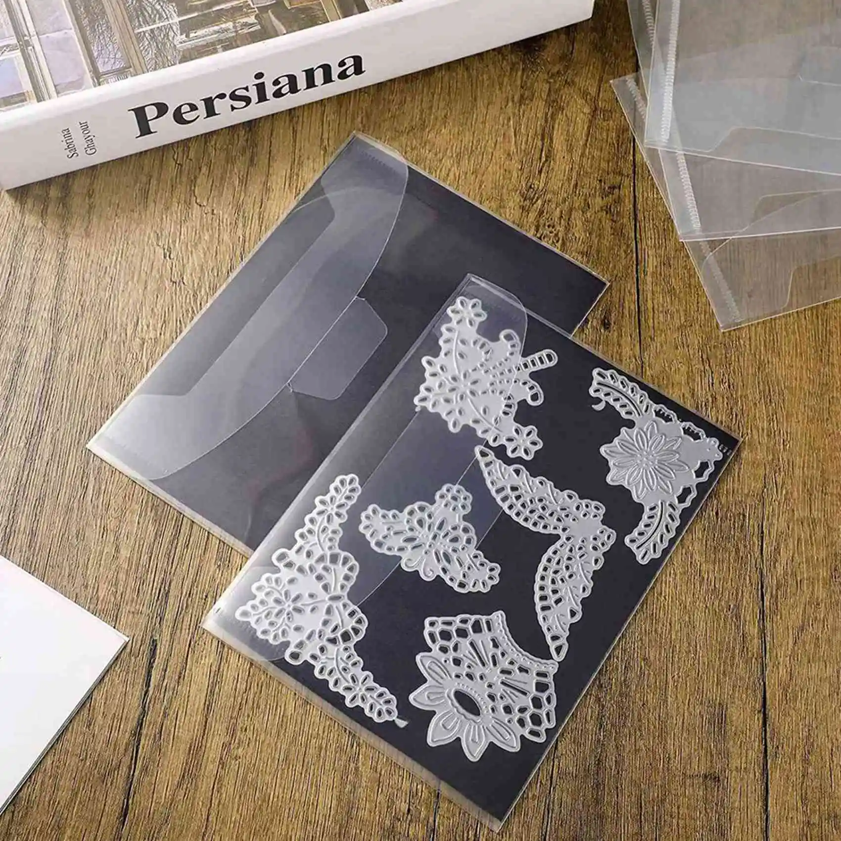 60 Pcs Clear Stamp And Die Storage Bag Resealable Storage Pocket Large Envelope Case For DIY Scrapbooking Paper Card