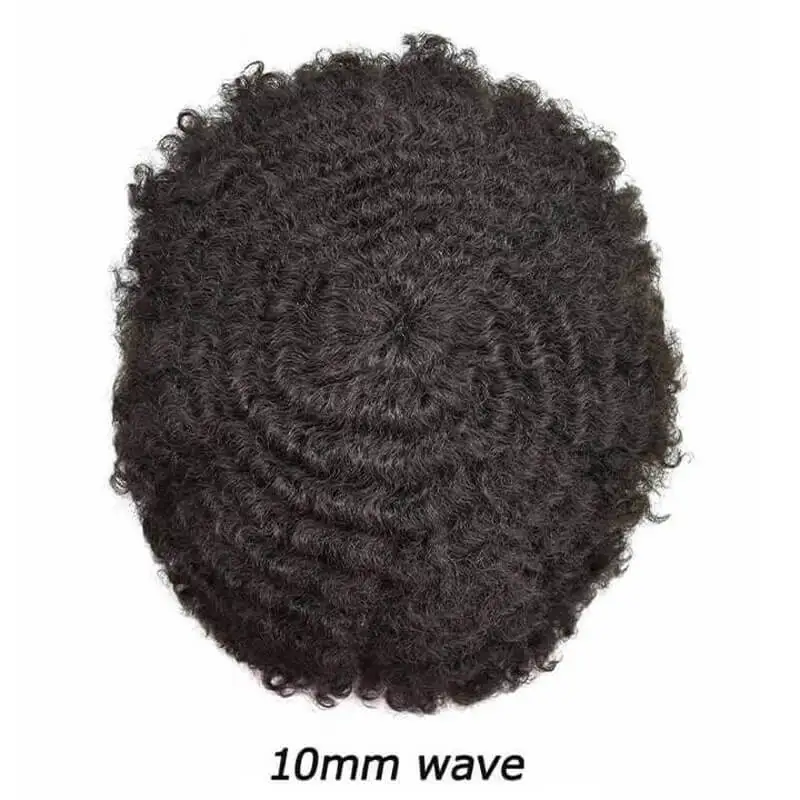 Mono NPU Man Wigs Human Hair Afro Kinky Curly Short Cut Human Hair Wigs Indian Real Human Hair 6inch 8mm Wave Male Toupee Hair