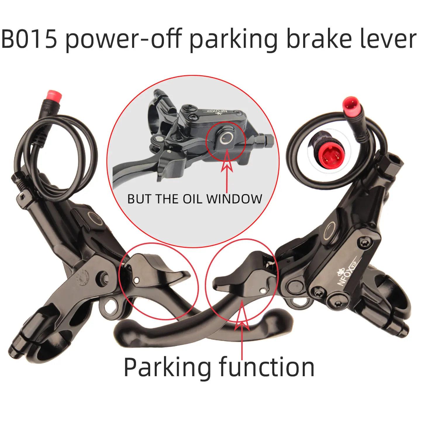 

NFOX electric scooter tricycle brake with parking handle 4-piston heat dissipation hydraulic caliper three-way one drag two kit