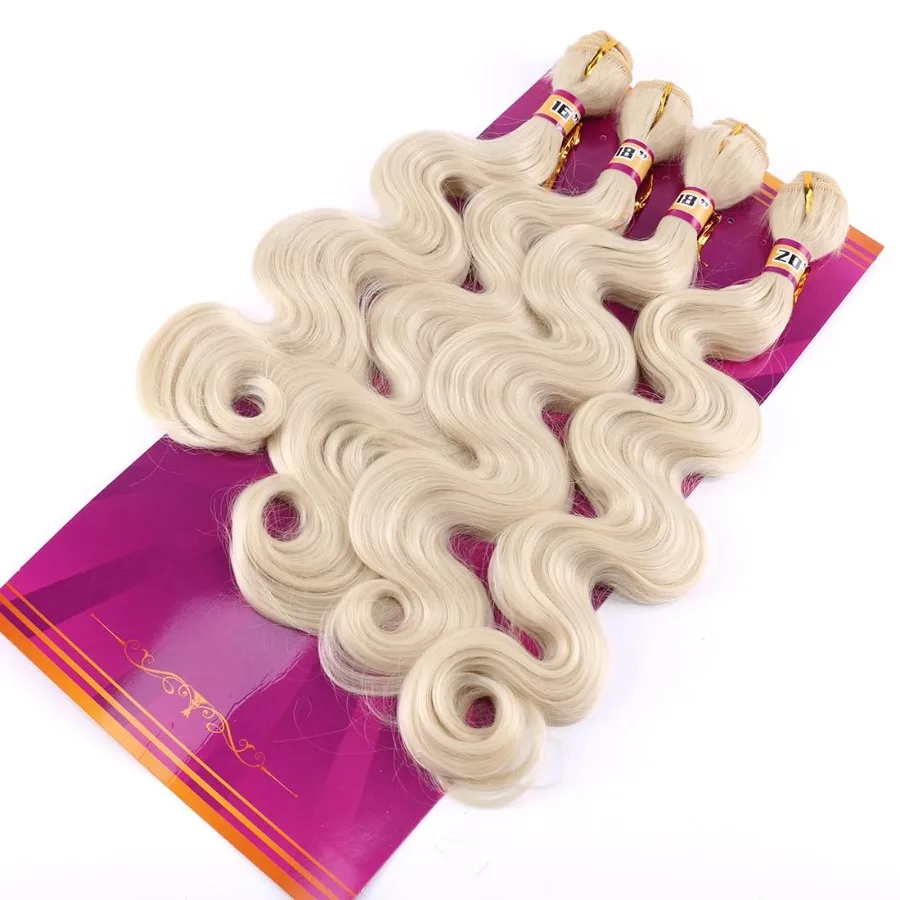 نسج شعر صناعي مموج للجسم للمظهر الطبيعي والحجم: 4 حزم بطول 16 18 18 20 بوصة بلون غني 613 أشقر I #5