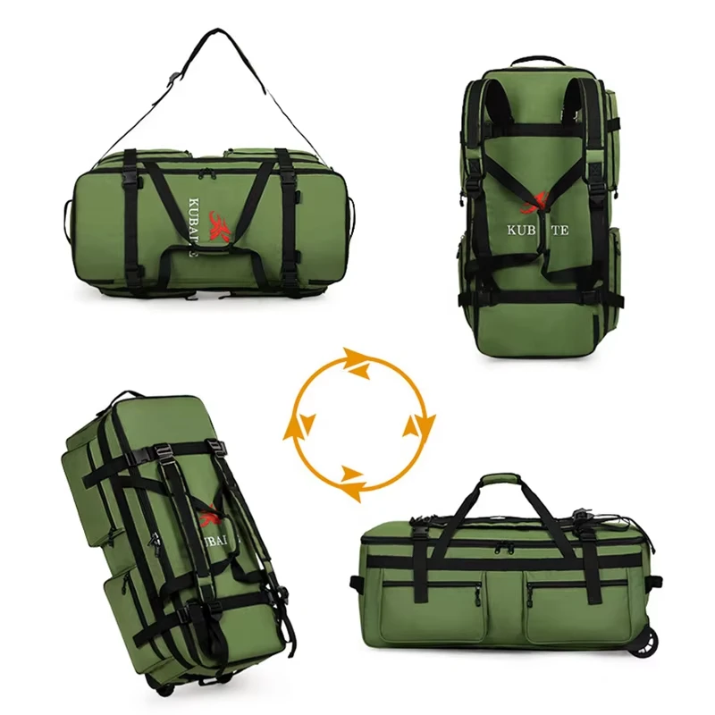 سعة كبيرة عجلات السفر عادية حقيبة عصرية 180 افتتاح الأمتعة على ظهره متعددة جيب أكياس تخزين متعددة الوظائف #4