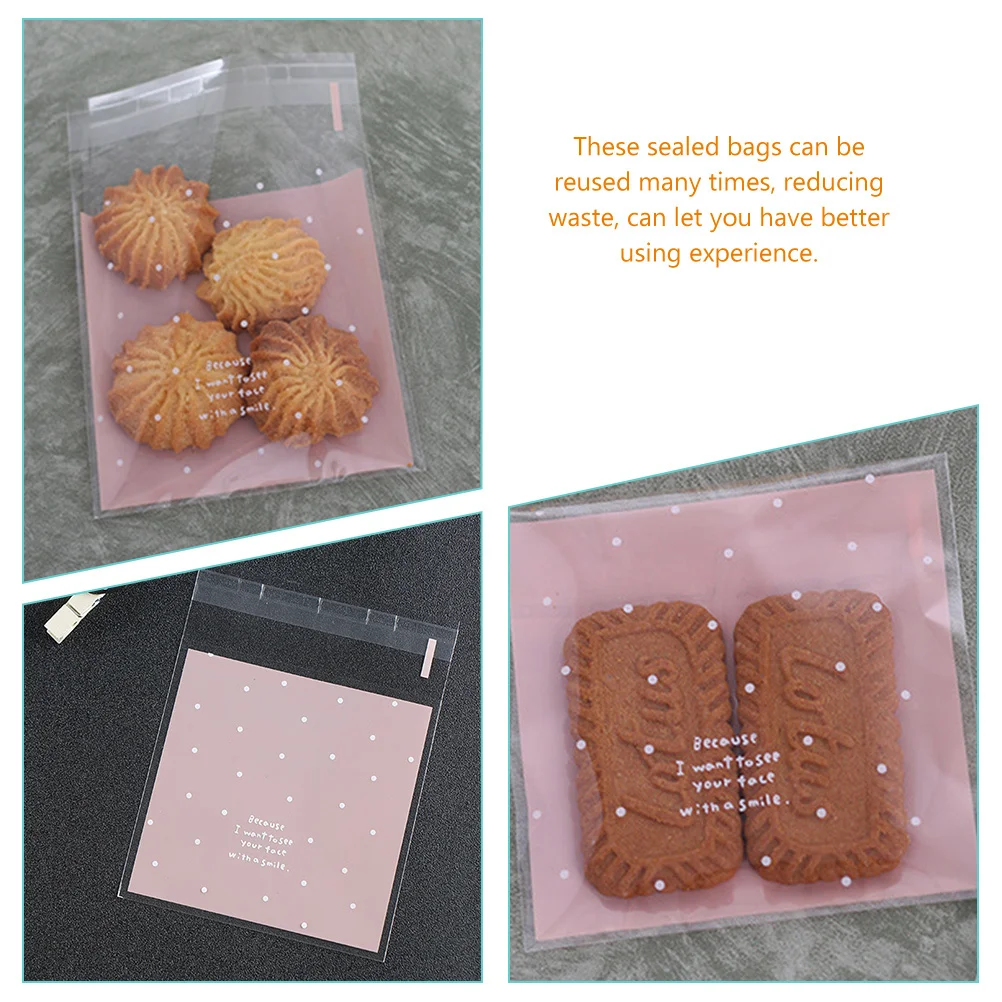

300Pcs Polka Dot Self Sealing Bags Tear Resistant Food Packaging for Small Business Party Home Use Snack Storage Seal Bags