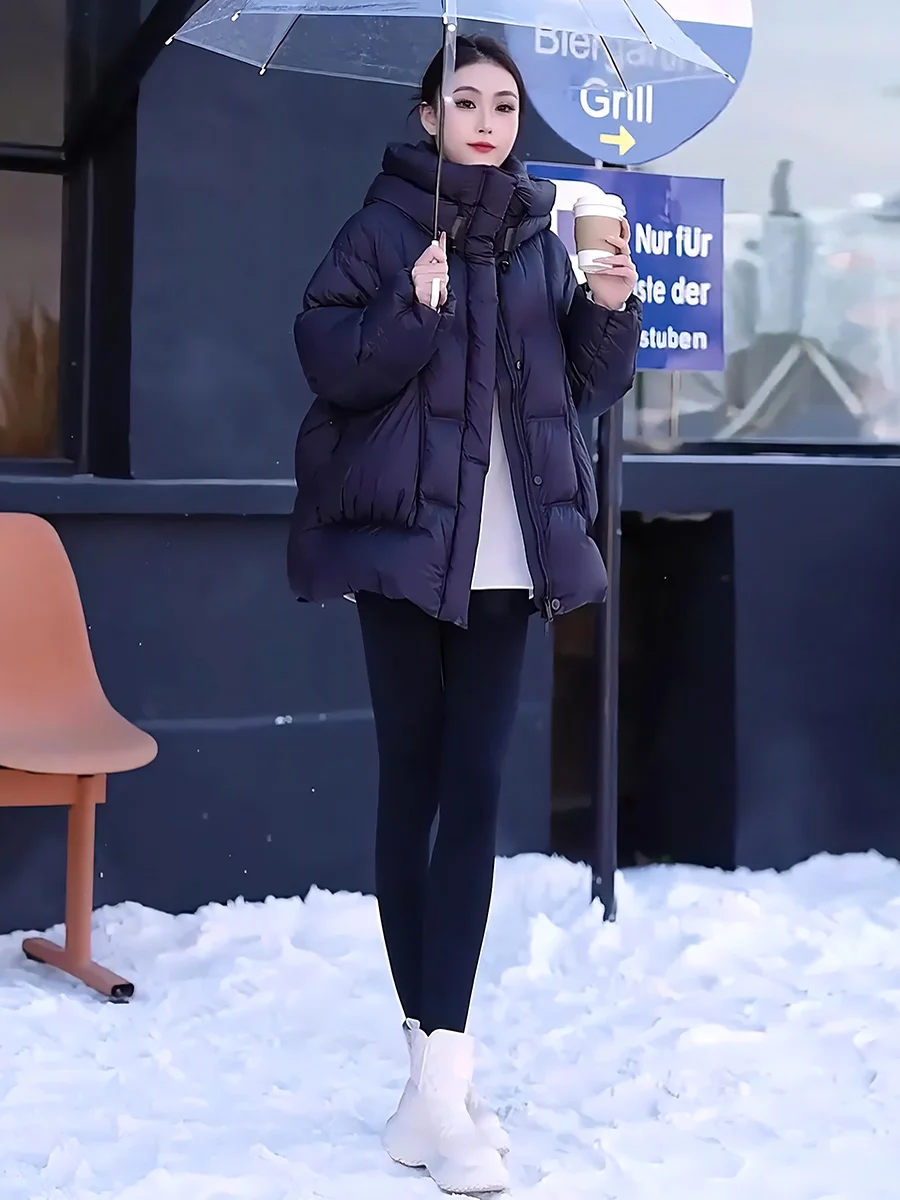 

Женская зимняя куртка-пуховик Thiened белого цвета с капюшоном, теплая, стандартной длины, без бренда