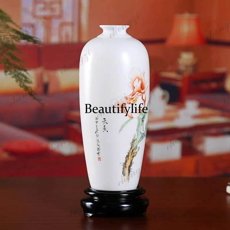 A95 ceramic high-end hand-painted vase ornament, living room office Bogu rack ornament/Tianxiang bottle