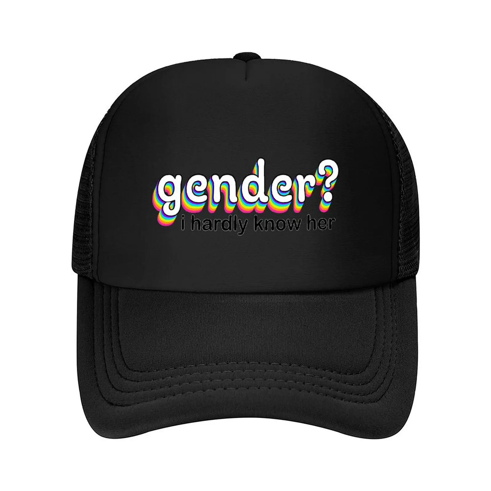 

gender i hardly know her Baseball Cap black Beach Trucker Cap Hat Baseball Cap Women Hats Men's