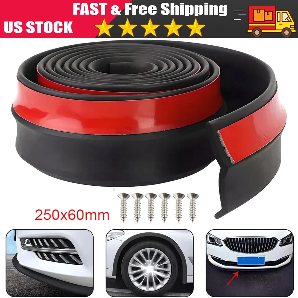 Gran oferta, Protector Universal de falda de labio de coche de calidad, divisor de goma, alerón de parachoques delantero lateral resistente a los arañazos, 2,5 M, 250cm x 6cm