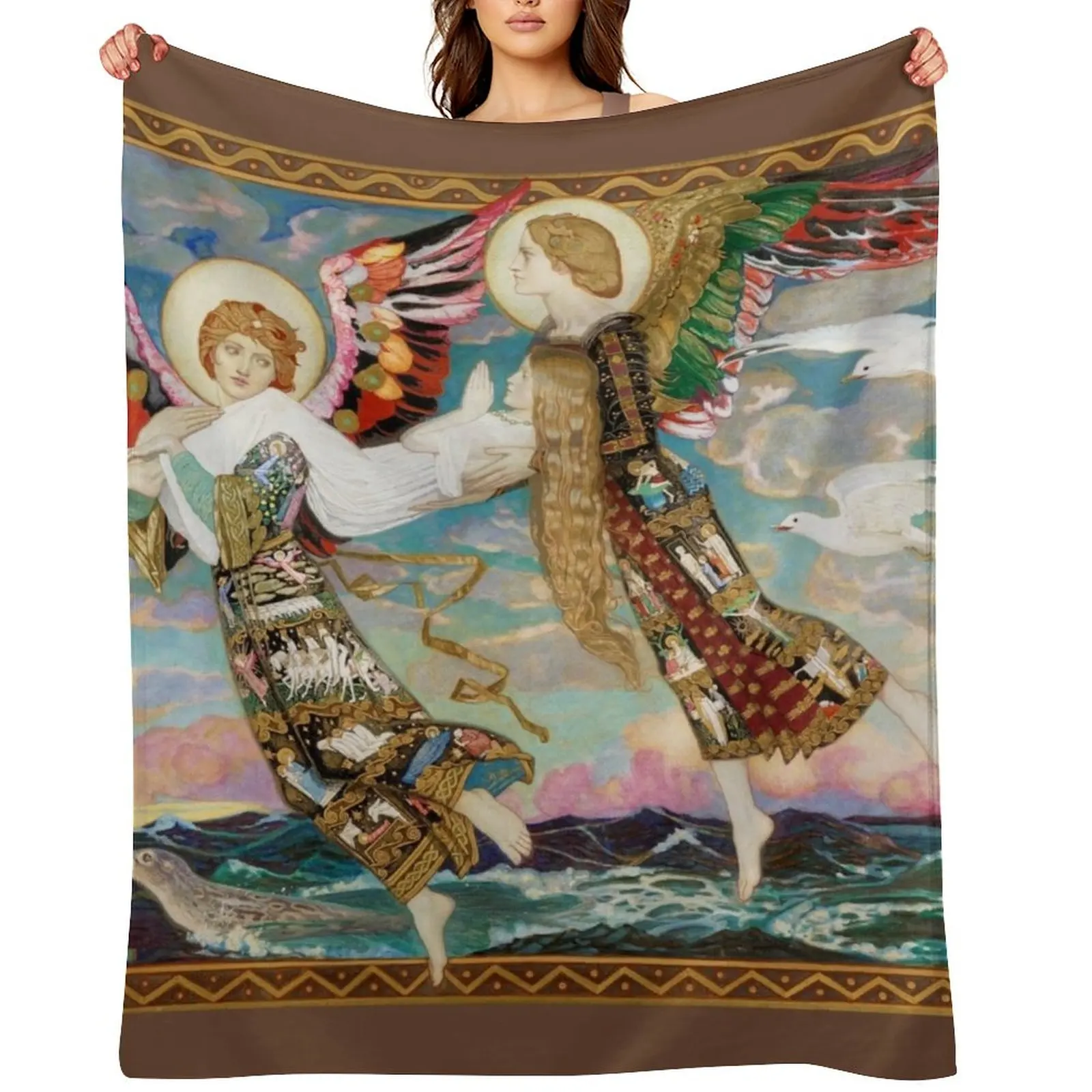 

Saint Bride Saint Brigid of Kildare John Duncan Throw Blanket Decorative Sofas Plush sofa bed Retros Blankets