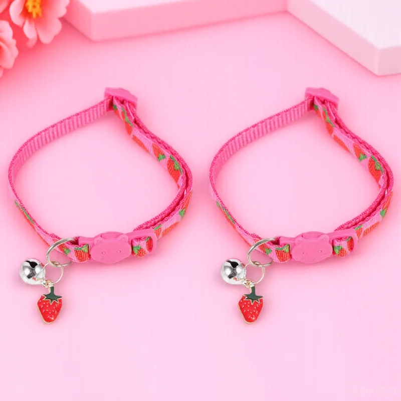 

2Pcs Fruits Design Cat Collar Lightweight Comfortable Pet Collar Decor Adorable Kitten Neck Ornament Safe Skinfriendly