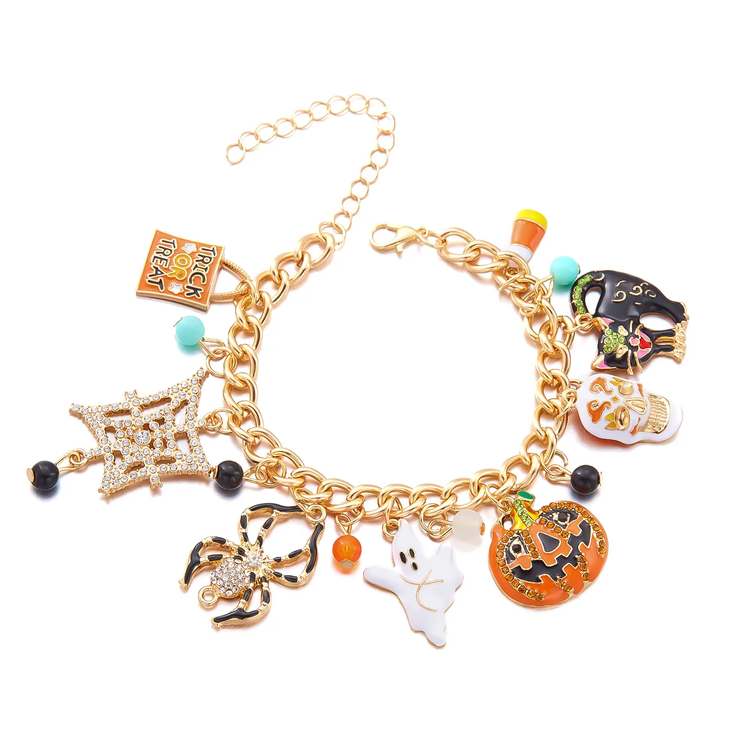 Halloween Bracelet Skeleton Head Gothic Punk Pumpkin Bracelet Fashion Accessories Kids Charm Gifts Unisex Skull Bracelet Bangles