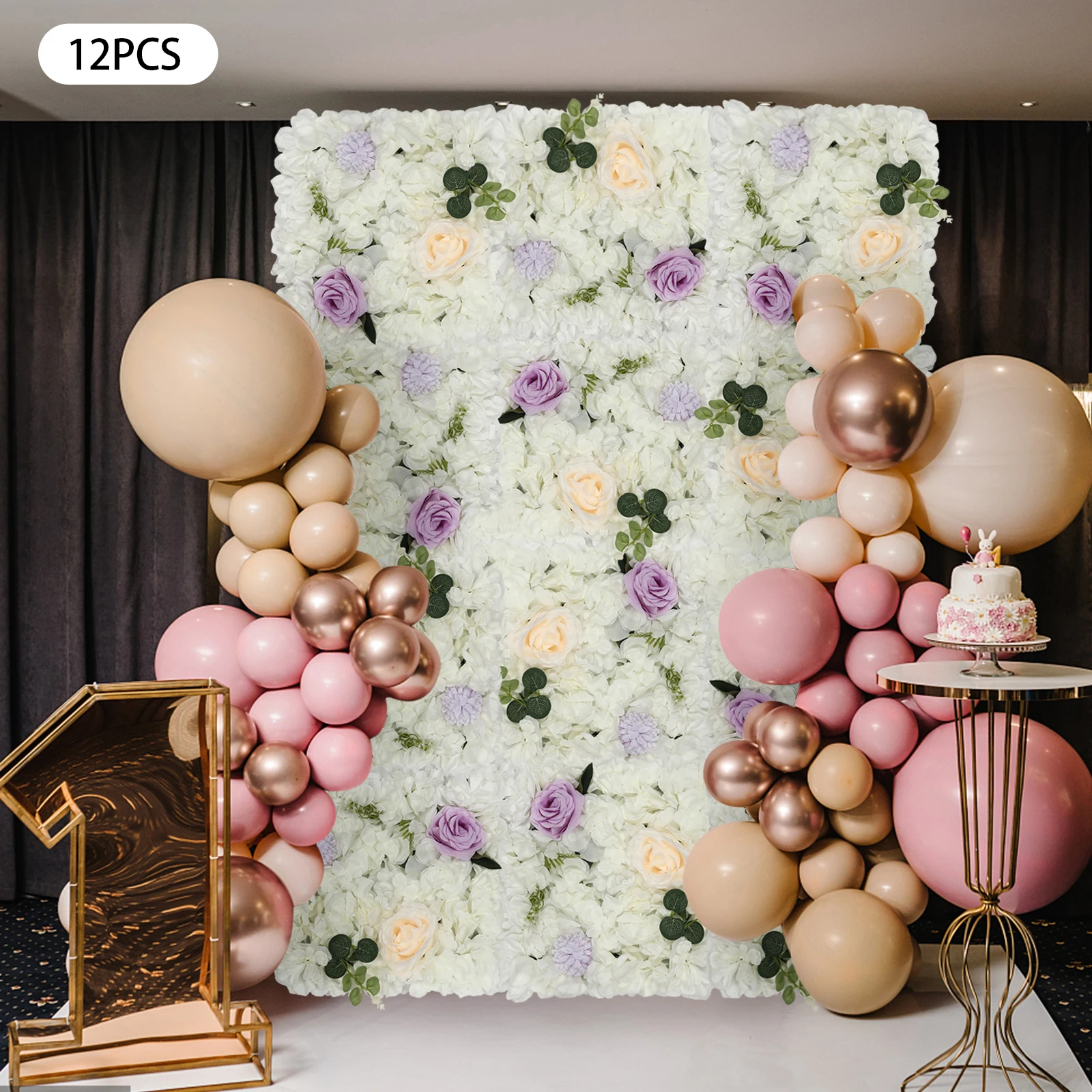 12x Artificial Flower Wall Panel Wedding Party Silk Rose Wall 15*15in