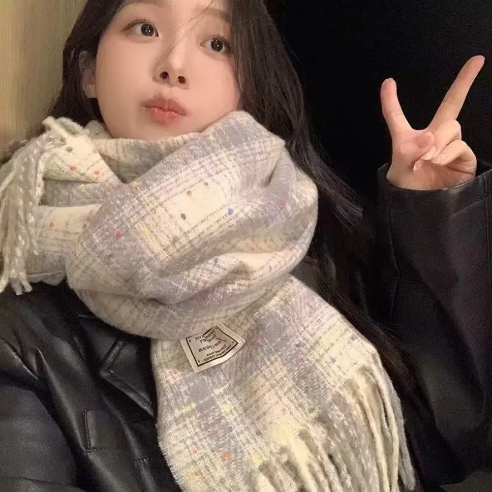 

Новый ветрозащитный зимний клетчатый шарф, сохраняющий тепло, толстая кашемировая шаль, холодостойкие длинные шарфы с кисточками для женщин