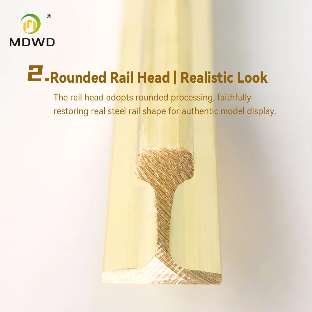 1:20 Brass Rail Track 50cm Straight Model Train Parts Accessories for Railway Layout Scene Diorama 1:10 Scale Hobby Modeling
