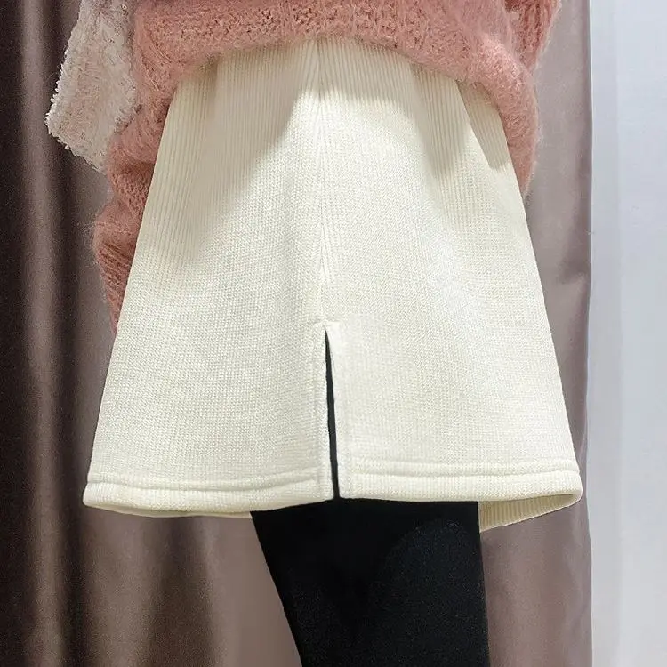 Thickened Corduroy Women's Hoodie Base Layer Winter Inner Wear Overlap Design Hip Covering Curtain Korean Style High Waist A-...