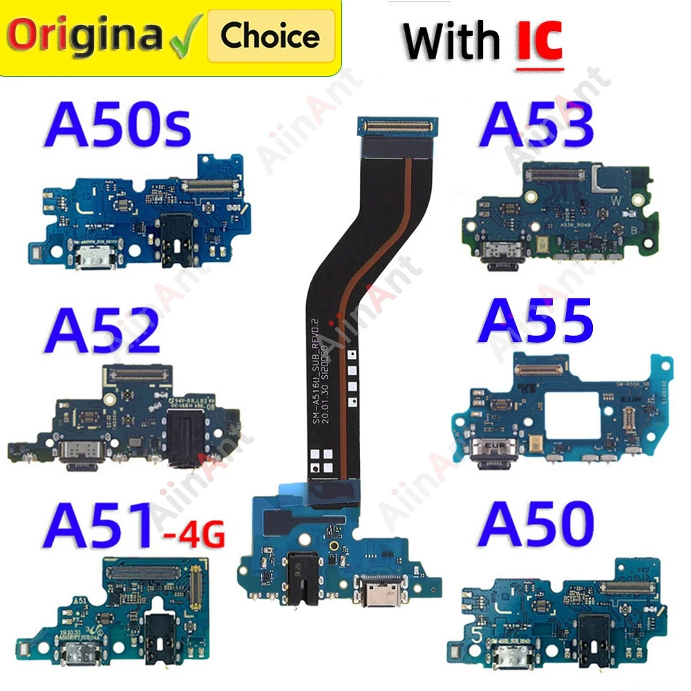 Dock USB Board Charging Connector Port Flex Cable For Samsung Galaxy A50 A51 A52 A52s A53 A54 A55 A56 A526B A526U A528B US EU