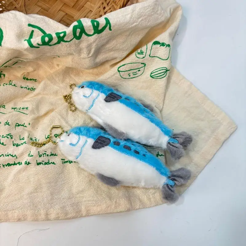 لطيف الكرتون مقلد الماكريل دمية قلادة أفخم المفاتيح حلية الأسماك محشوة دمية حلقة رئيسية حقيبة الظهر الديكور طفل هدية #6