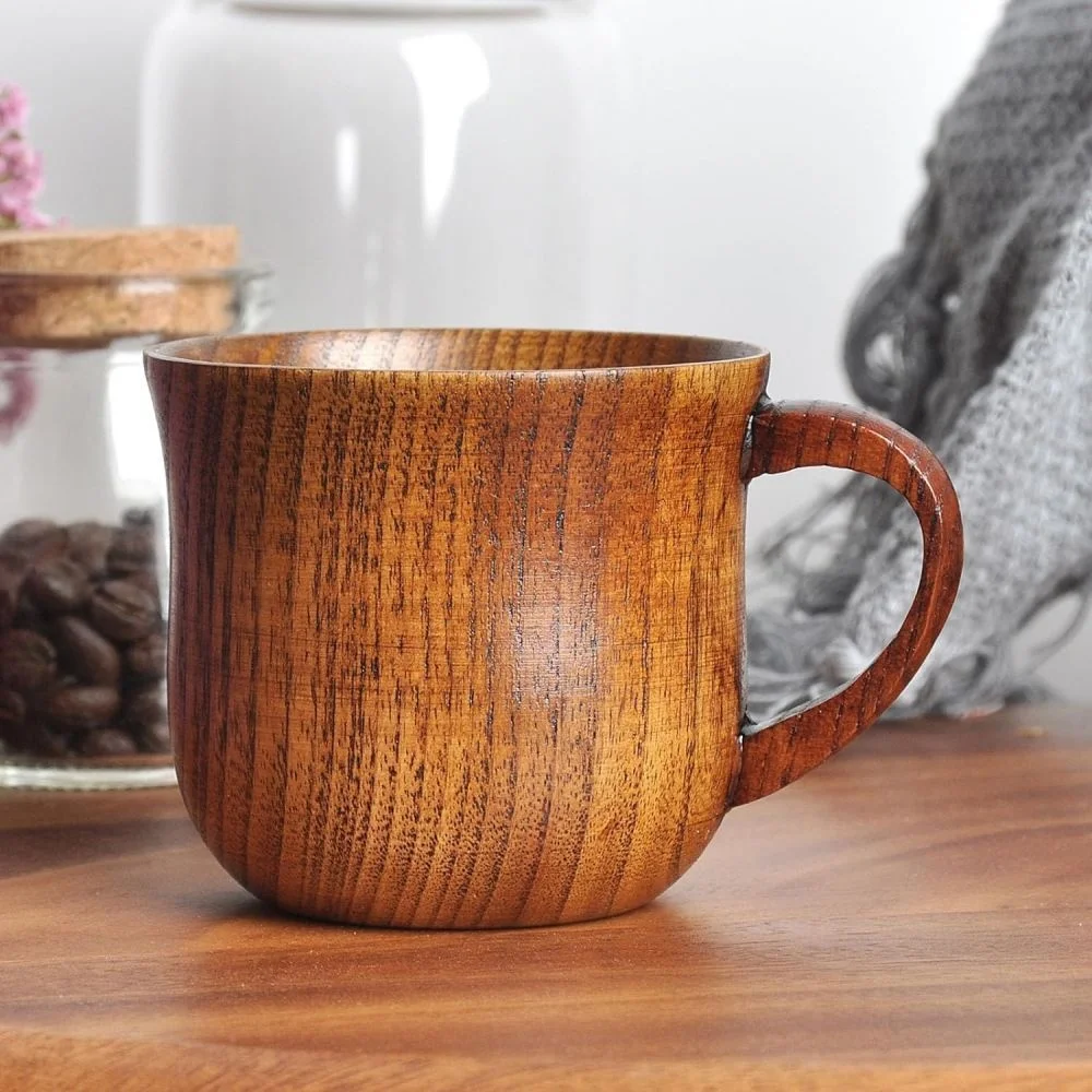 

1pc Wooden Mugs Vintage Teacup Handmade Wood Mug Coffee Espresso Tea Cups, Tea Cup Trumpet Cup For Kitchen Living Room