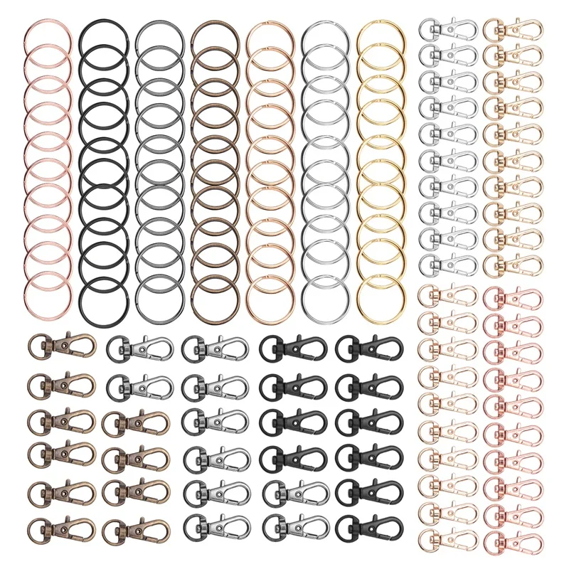 140Pcs Keyrings Carabiner Keyring Swivel Snap Hook Lobster Clasp Key Chain Clip Keyring For Keyring