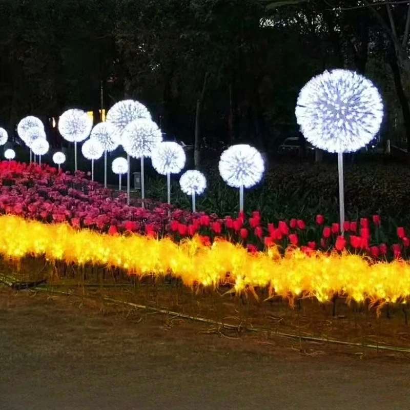 LED fiber optic dandelion light outdoor park night view Internet celebrity light festival