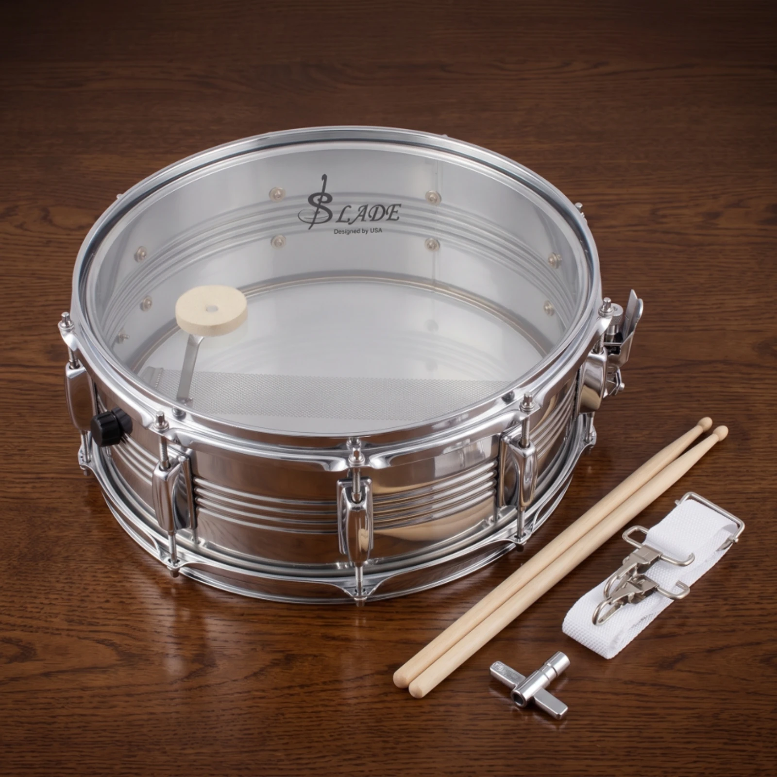 Snare Drum with Drumsticks Rust-Resistant Marching Snare Drum with Strap Percussion Instrument Lightweight Adjustable