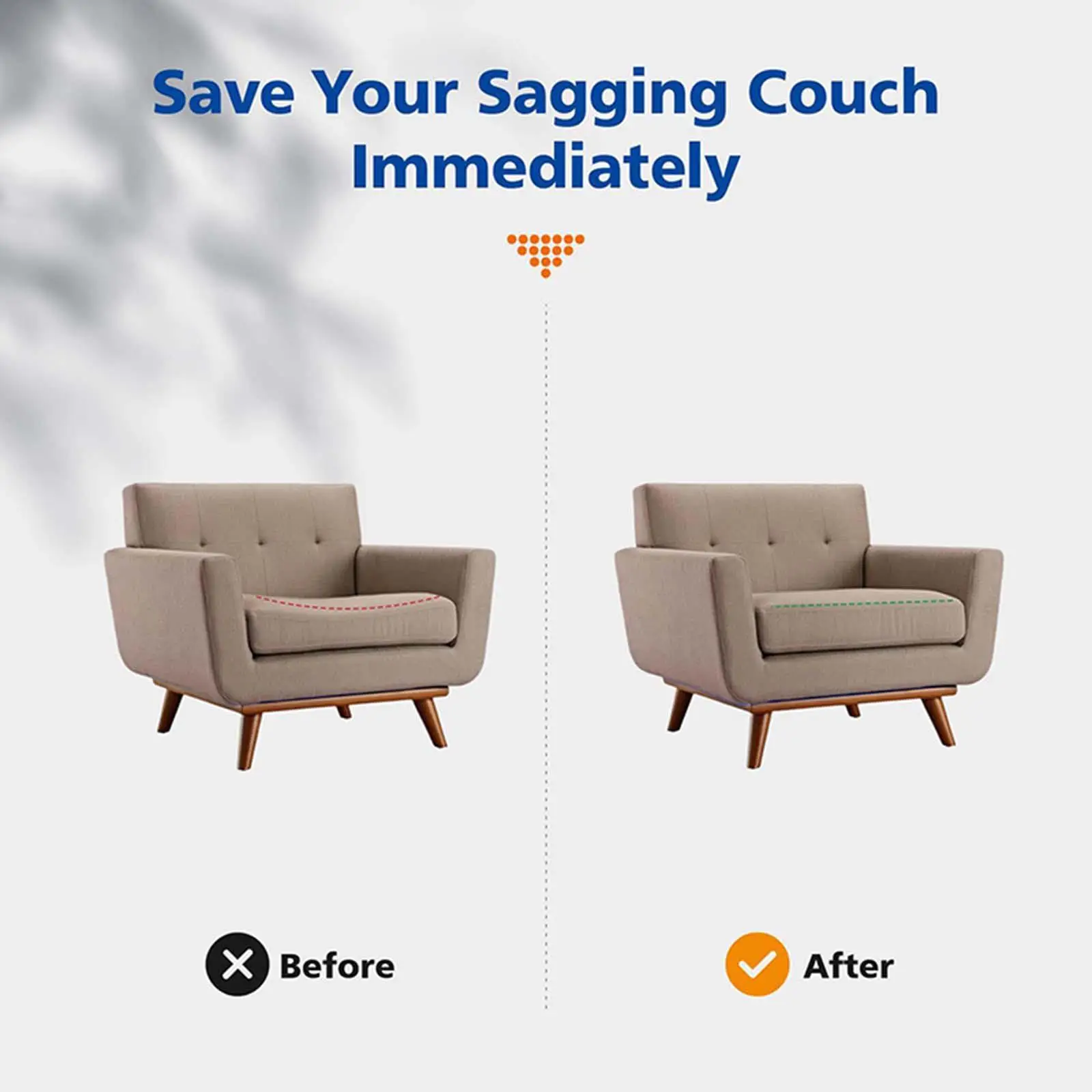 

3x Couch Pillow -support, Sofa -pillow -support Plate, Slip -furniture Seat under Sponge Cushion for Slimming Seats