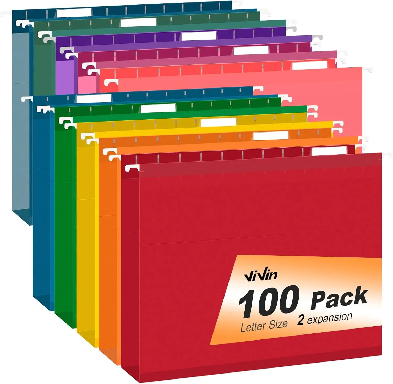 

Набор из 100 подвесных папок для файлов формата Letter с регулируемыми выступами, разноцветные для офисных документов