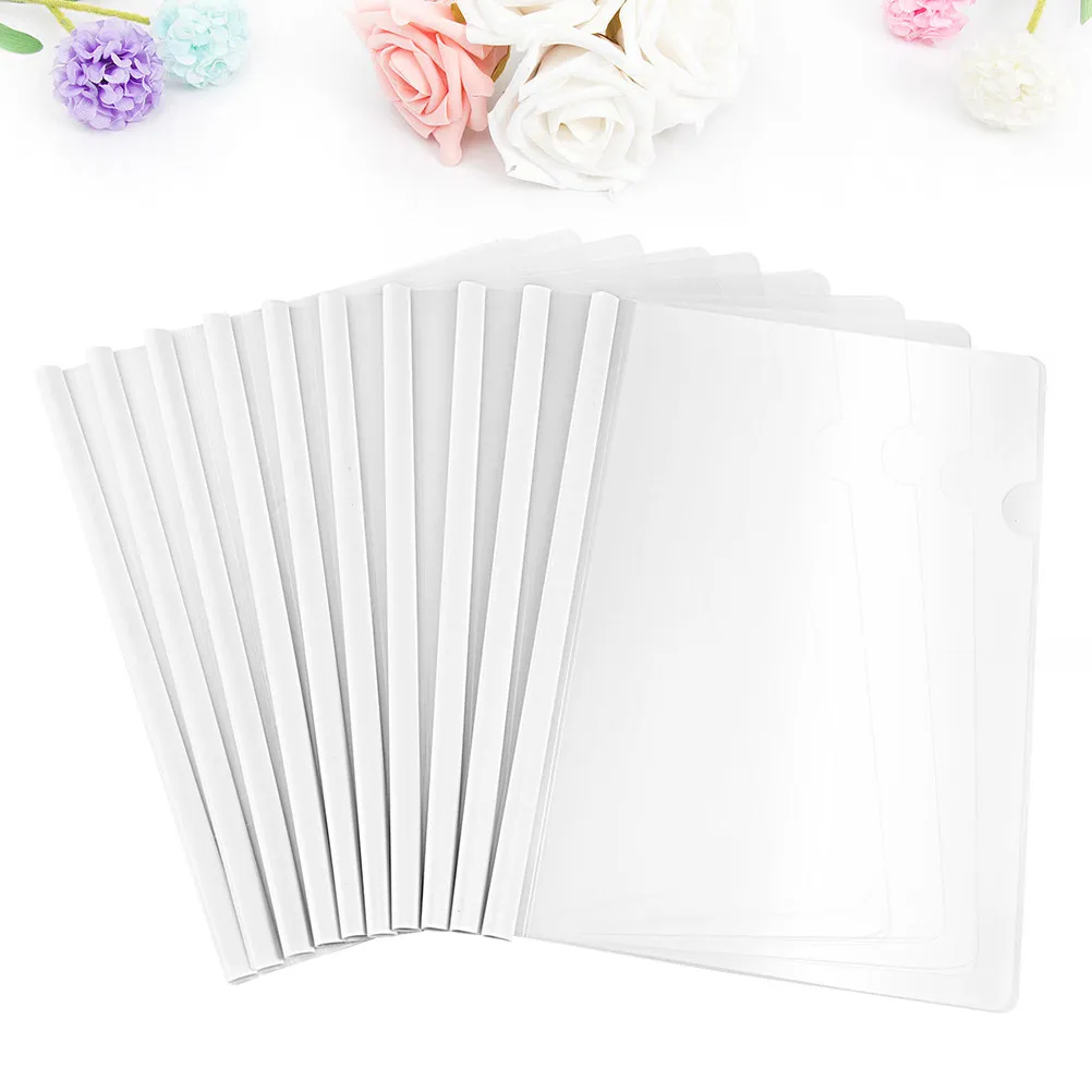 

20Pcs File Folder Transparent Sliding Bar Holders for A4 Paper Cover Case Office Report Binder Organizer Document Display