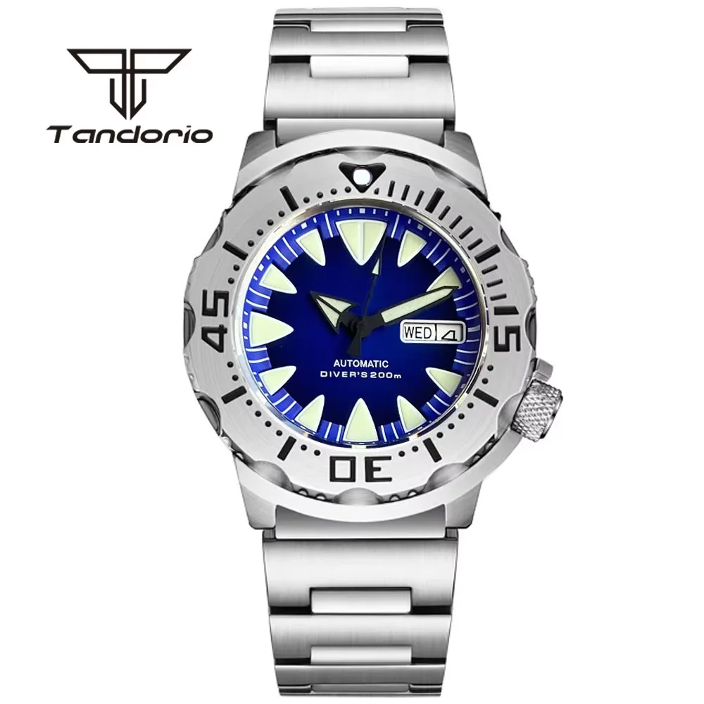 شعار مخصص/الاسم/النص الوحش الغوص NH36 42 مللي متر الميكانيكية التلقائية ساعة رجالي 20ATM الياقوت ساعة اليد تاريخ/أسبوع الأخضر Lume