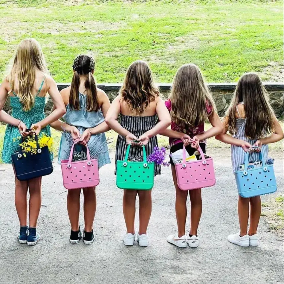 New Children Beach Bogg Bags Fashion Cute Summer Storage cestini Tote da Picnic all'aperto per bambini piccola borsa di gelatina Eva tinta unita